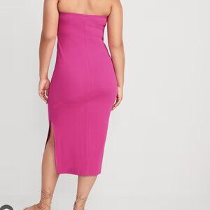 OLD NAVY Fitted Strapless Rib-Knit Midi Tube Dress Side Slit Size Large